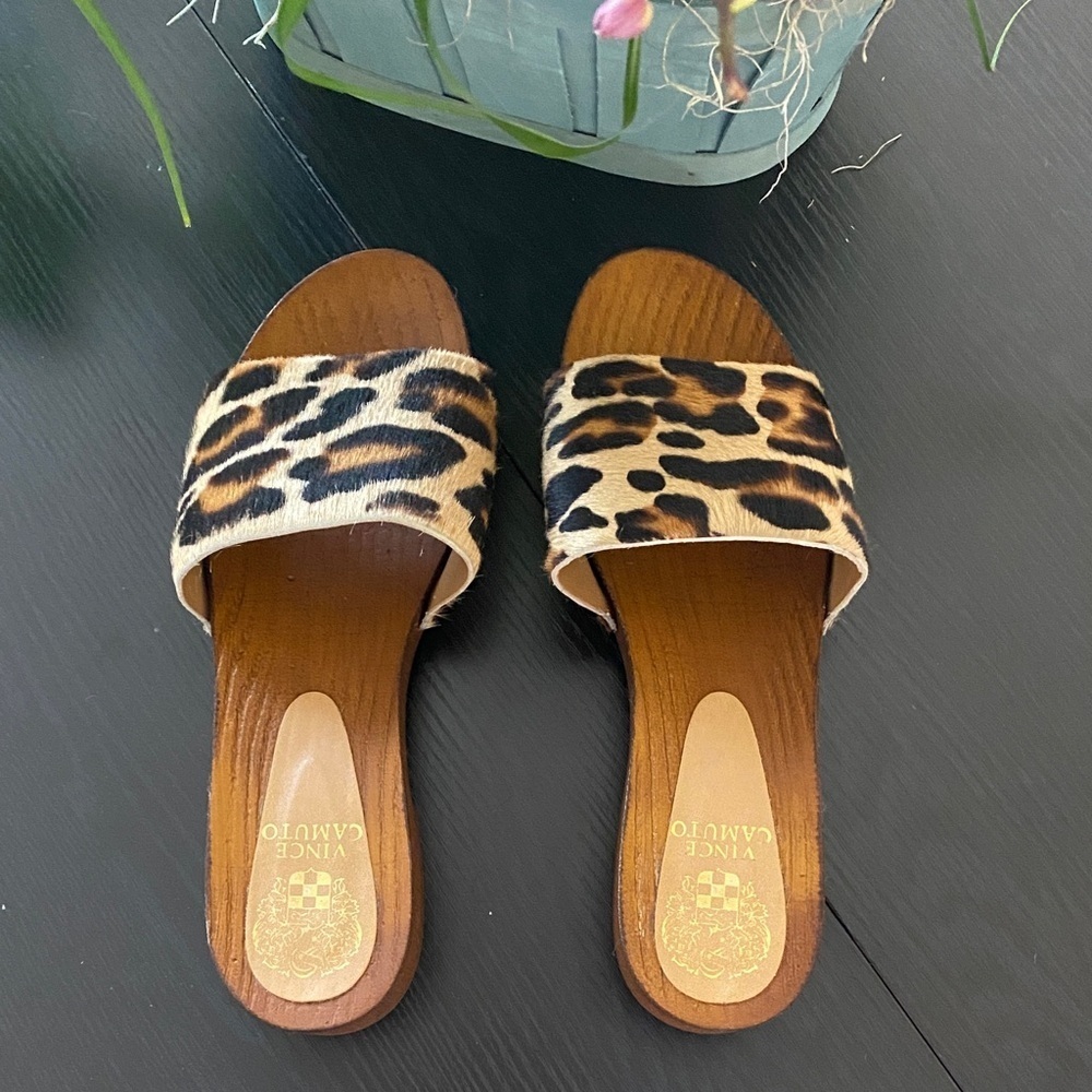 Vince Camuto Animal Print Slide Sandals